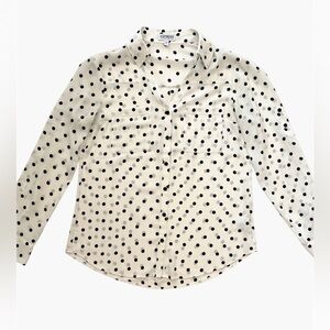 Express Portofino Black Polka Dot V-Neck Button Down Shirt - Size Small